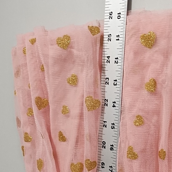 Jenna & Jessie 6X Pink Gold Hearts Sequins Soft Netted Skirt Knit Top Dress - Picture 9 of 10